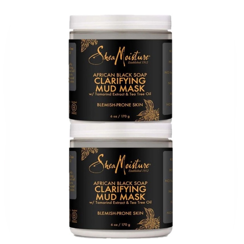 2 Shea Moisture African Black Soap Clarifying Mud Mask Tamarind Tee Tree Oil 6oz